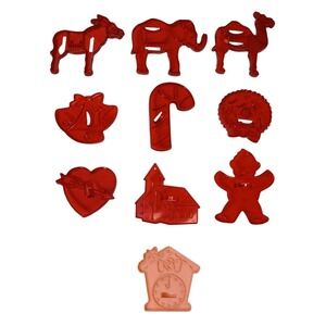 Lot of 10 Vintage HRM Christmas, Holiday,‎ and Animal Plastic Cookie Cutters